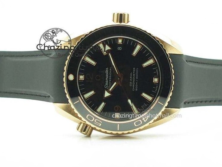 0418 Planet Ocean Professional Rose Gold Liquid Metal V6F 42mm On Black Rubber Strap A Vibrant 8266
